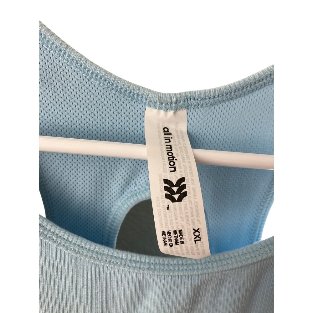 All in Motion Light Blue Ribbed Racerback Tank‎ Top Built in Shelf Bra Size XXL - Picture 3 of 7